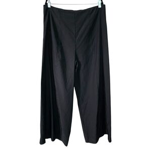 Sarah Pacini Black Wide Leg Satiny Linen Blend Dress Pants